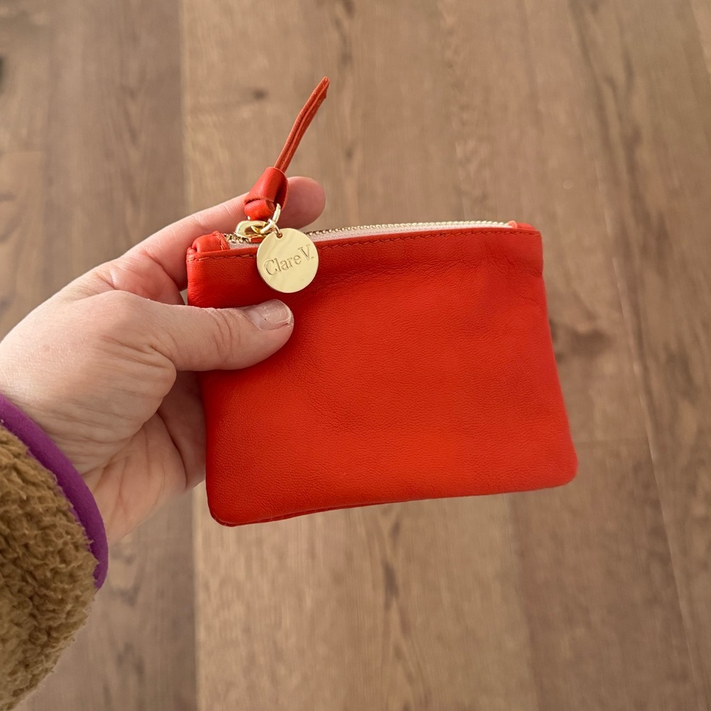 Clare V Red Leather Coin Pouch